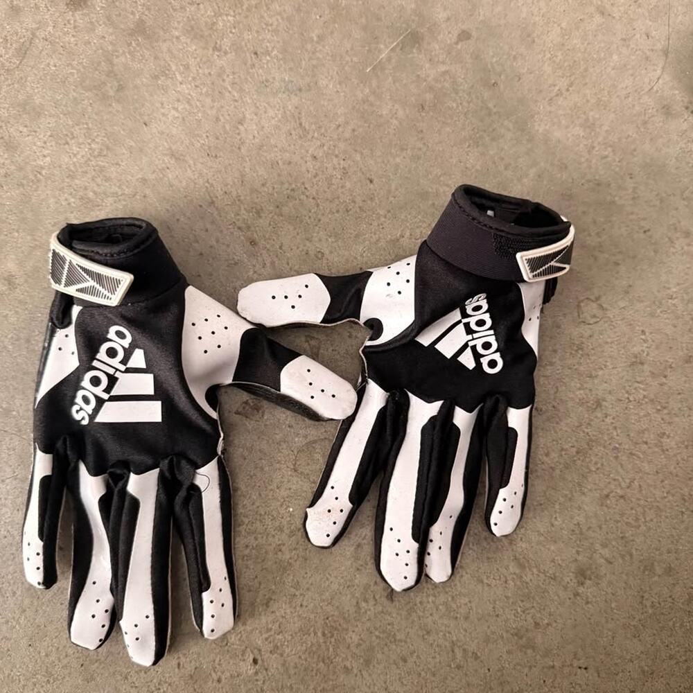 Youth M Adidas Football Receiver Gloves - Black & White (SFIA Certified)